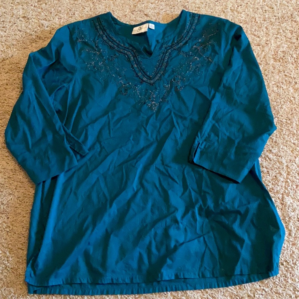 Blue top with embroidery